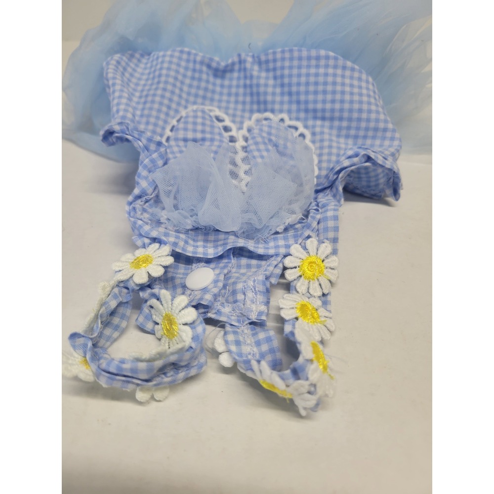 Pet Circle‎ Blue Gingham Dog Dress Daisy Floral Tutu Bunny Ears Small